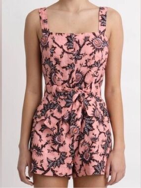 NEW A.L.C. Pink Floral Linen Romper Shorts